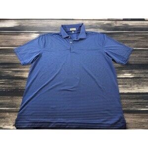 GC Men's XL Peter Millar Summer Comfort Blue Stripe Short Sleeve Polo Shirt Tee